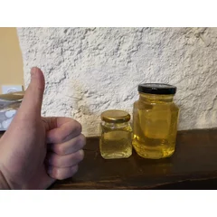 Borcan sticla 300 ml patrat, cu capac, pentru miere