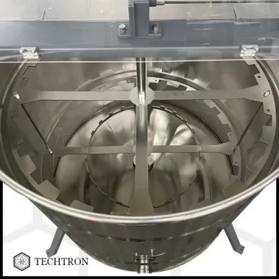 Centrifuga apicola combinata 20 rame multietajat 3/4 radial sau 4 rame cuib 1/1 tangential, inox alimentar AISI 304, Ø750 mm, electrica 220V/12V 280W si manuala, Techtron picture - 6
