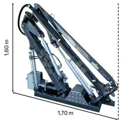Macara apicola full hidraulica GT-48 Thomas cu brat 4.775 m, incarcatura maxima la varf 80kg si ridicare butoi 300 kg la mijloc
