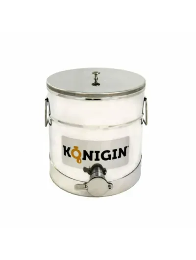 Maturator miere din inox cu manere, capac si canea 25 kg, Konigin