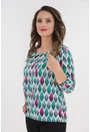 Bluza alba cu frunze multicolore