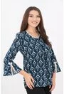 Bluza albastra cu imprimeu geometric