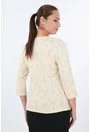 Bluza bej tricotata cu aspect de sacou