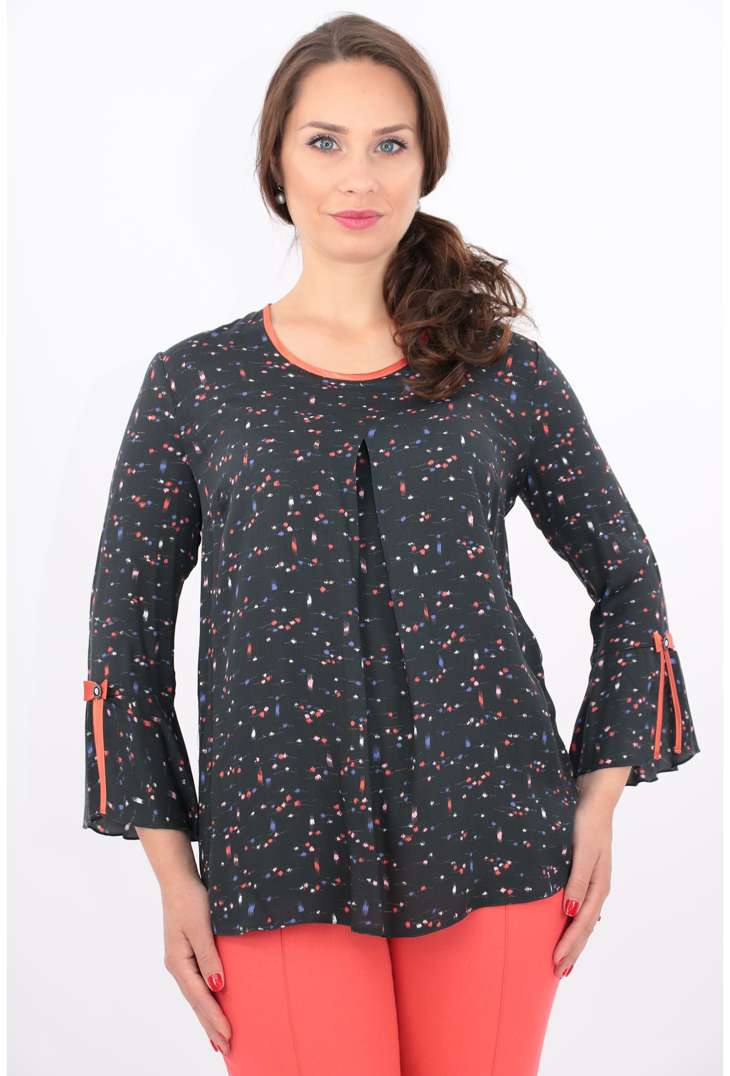 Bluza bleumarin cu buline multicolore