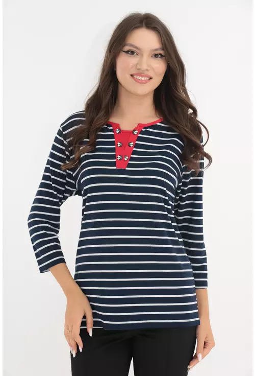 Bluza bleumarin cu dungi albe