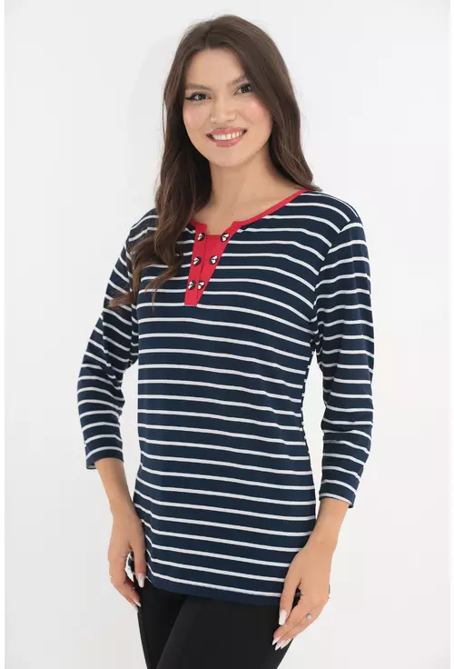 Bluza bleumarin cu dungi albe