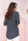 Bluza bleumarin cu dungi albe si guler tunica