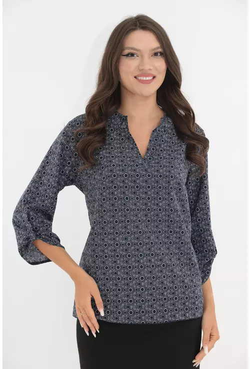 Bluza bleumarin cu print geometric discret