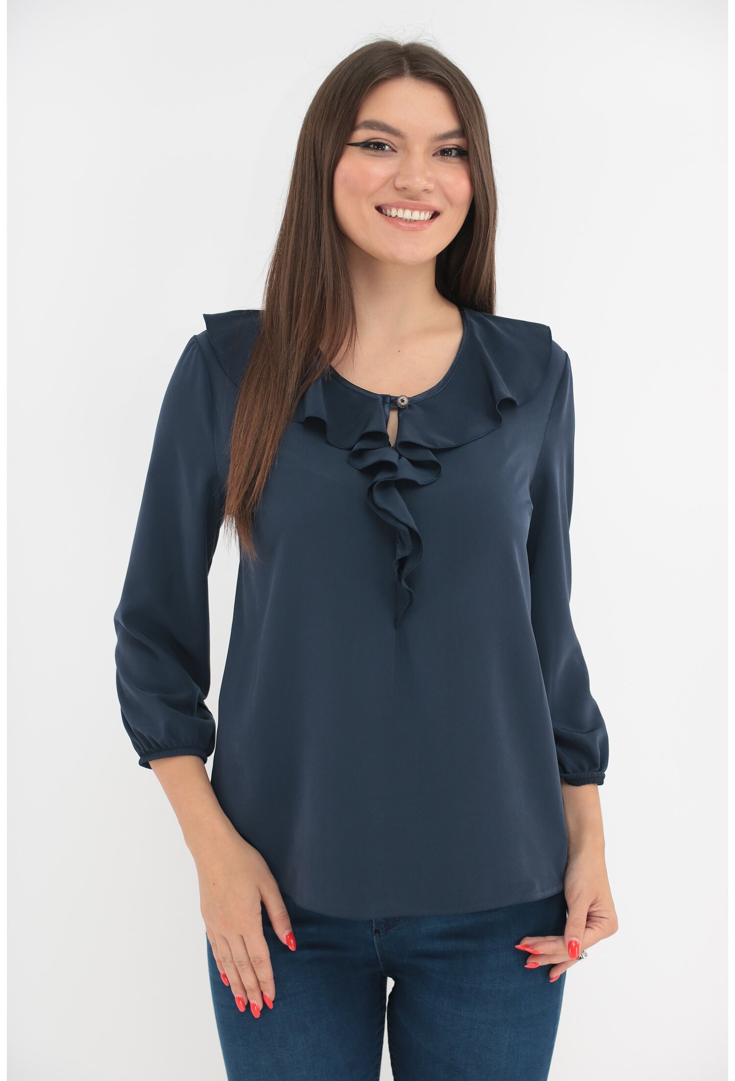 Bluza bleumarin cu volanase