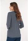 Bluza bleumarin din vascoza cu dungi fine albe