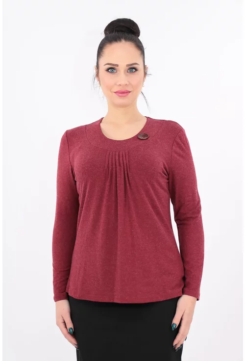 Bluza bordo din tricot cu pliuri