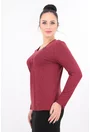 Bluza bordo din tricot cu pliuri