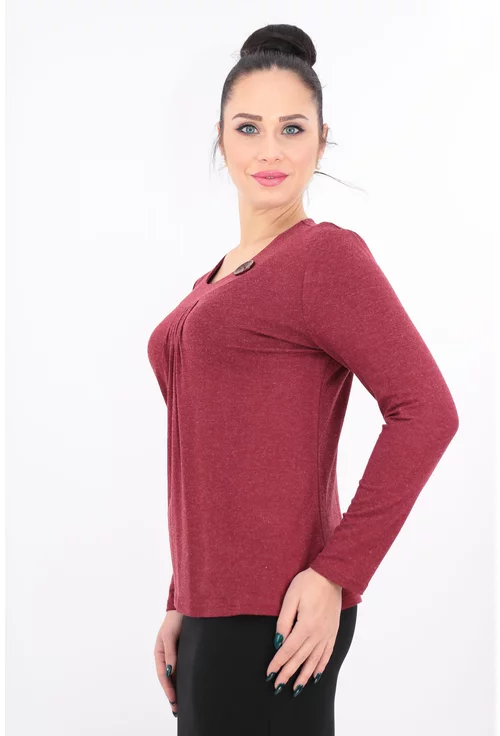 Bluza bordo din tricot cu pliuri