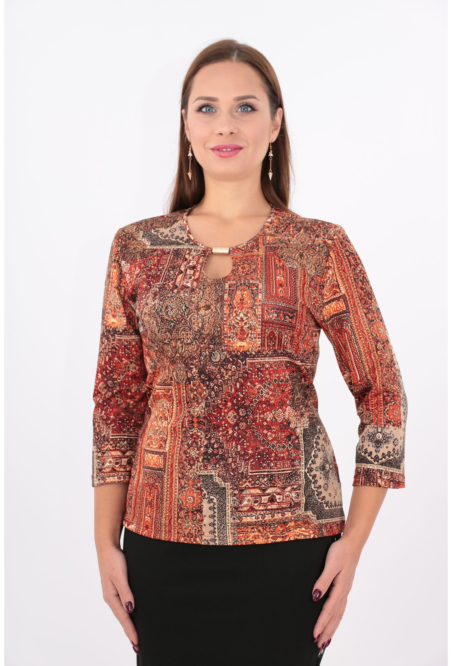 Bluza caramizie cu print floral