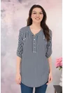 Bluza cu dungi bleumarin-albe si guler tunica