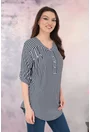 Bluza cu dungi bleumarin-albe si guler tunica