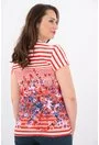 Bluza cu dungi rosii si print floral