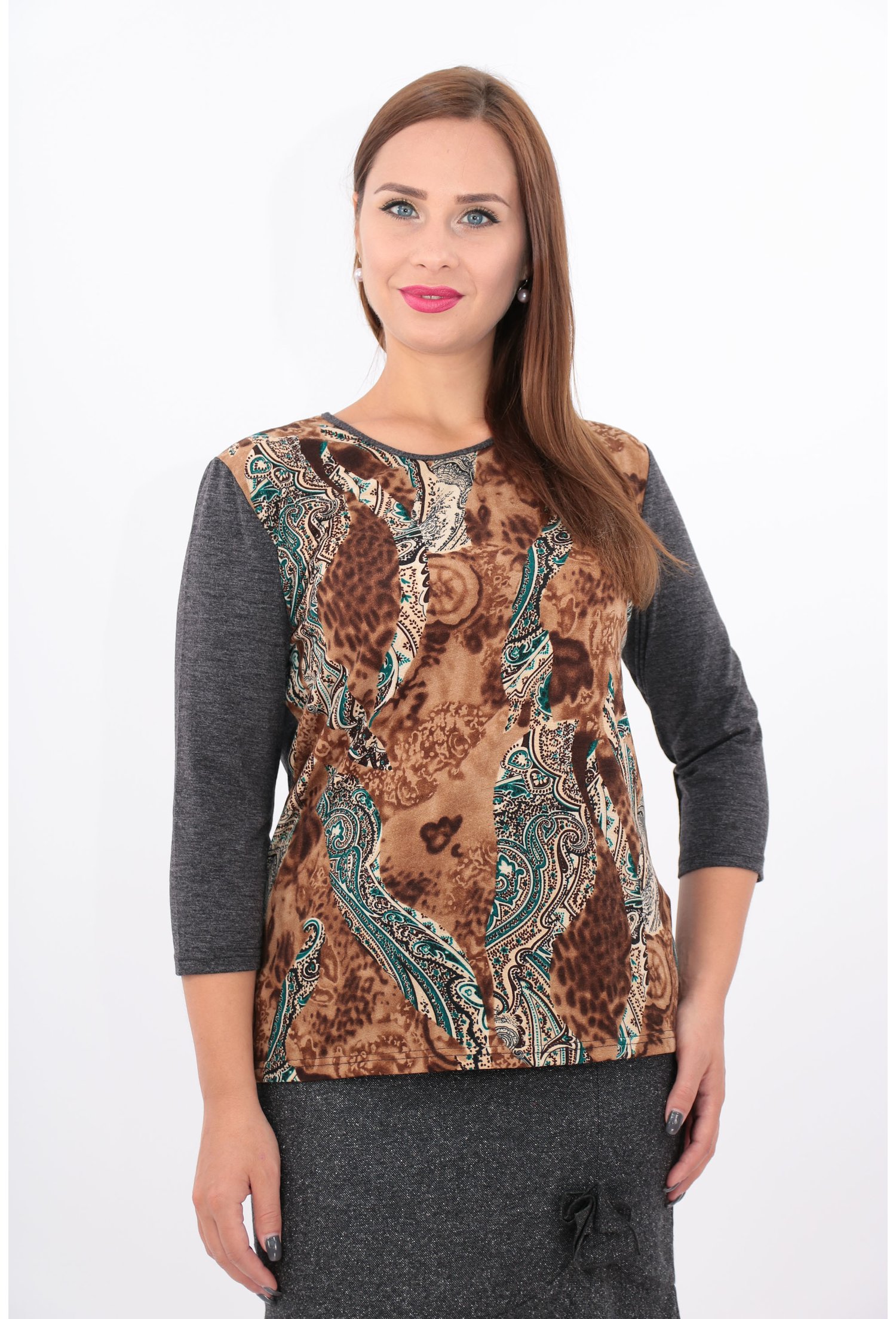 Bluza cu imprimeu abastract verde