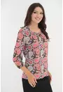 Bluza cu imprimeu abstract rosu-bej