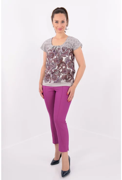 Bluza din bumbac cu print floral mov