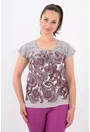 Bluza din bumbac cu print floral mov