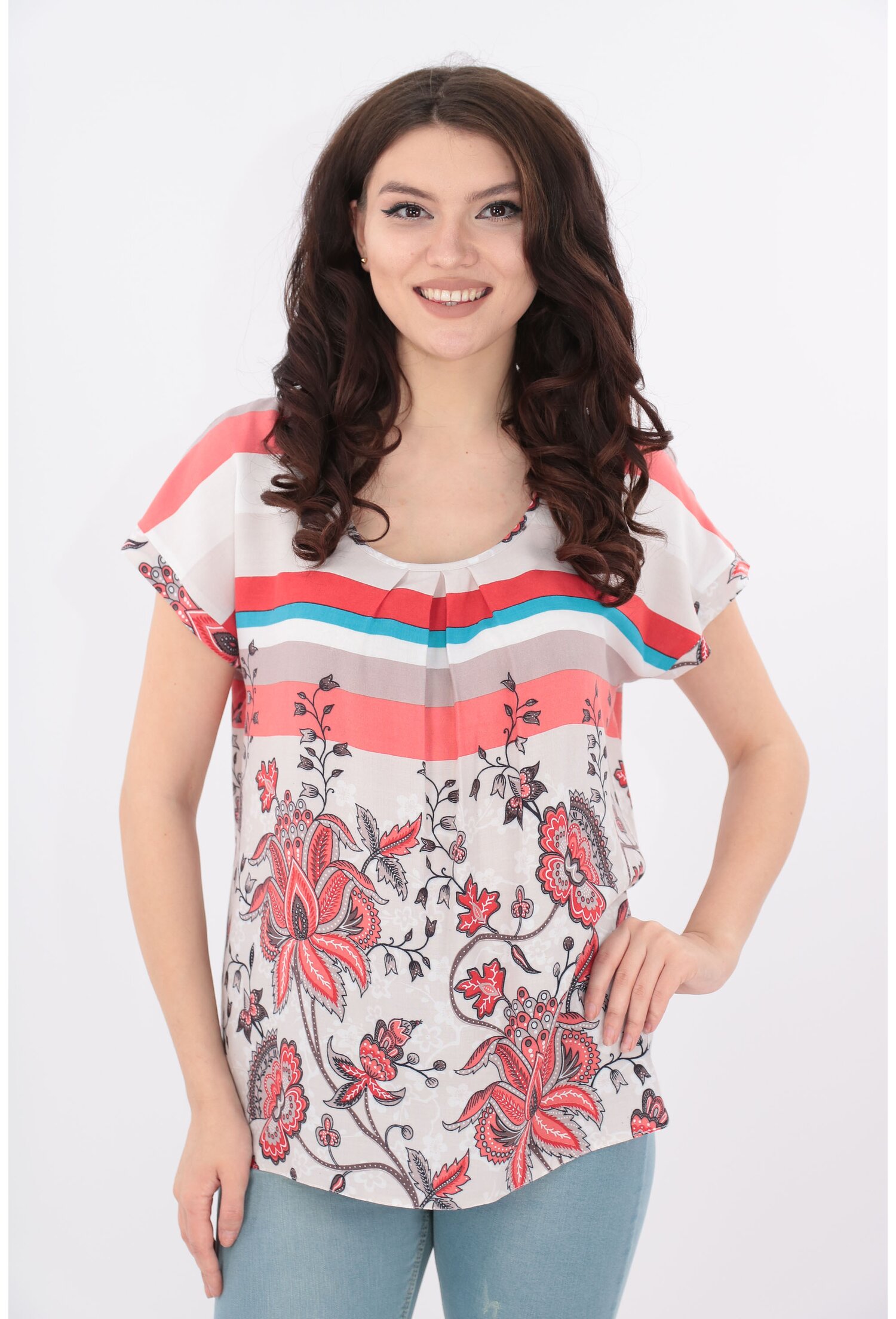 Bluza din bumbac cu print maxi corai
