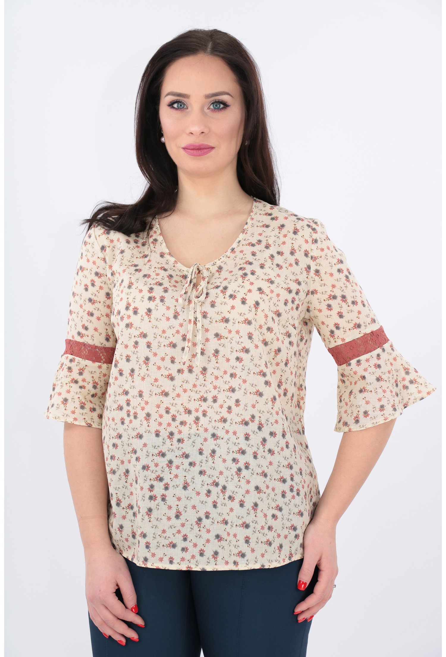 Bluza din bumbac galben deschis