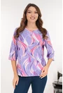 Bluza din bumbac lila cu print abstract corai