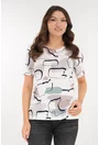 Bluza din vascoza alba cu print abstract gri