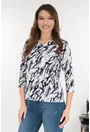 Bluza din vascoza cu imprimeu abstract gri-negru