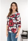 Bluza  din vascoza cu imprimeu floral alb-bordo