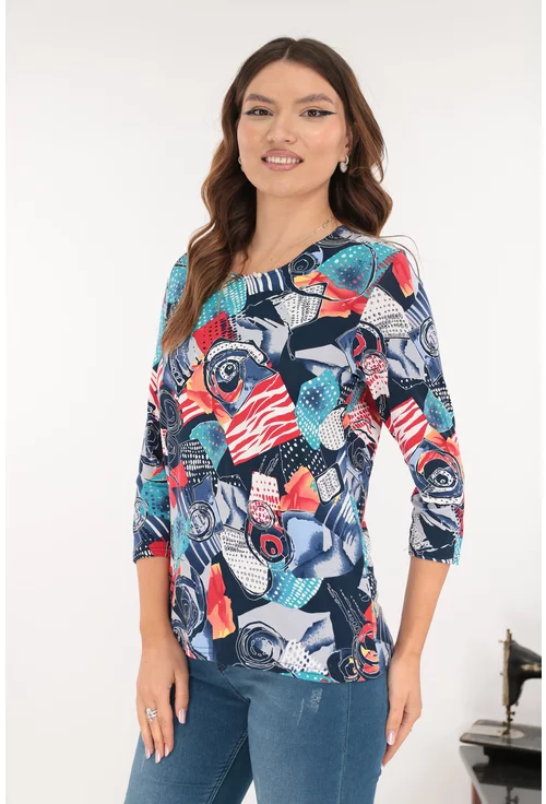 Bluza din vascoza cu imprimeu multicolor