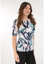 Bluza din vascoza cu print abstract gri-vernil