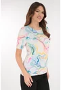Bluza din vascoza cu print abstract vernil-roz
