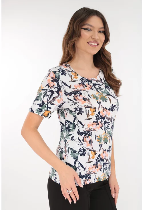 Bluza din vascoza cu print floral galben-olive