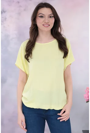 Bluza din vascoza galbena cu elastic la tiv