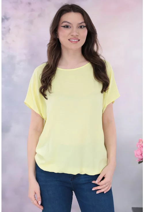 Bluza din vascoza galbena cu elastic la tiv