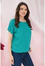 Bluza din vascoza turcoaz cu elastic la tiv