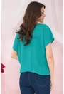 Bluza din vascoza turcoaz cu elastic la tiv