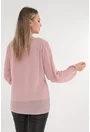 Bluza din voal plisat roz-pudra cu lantisor