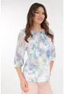 Bluza eleganta alba cu print abstract lila