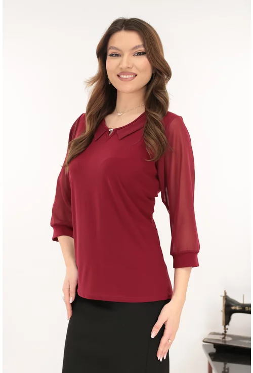 Bluza eleganta bordo cu guleras