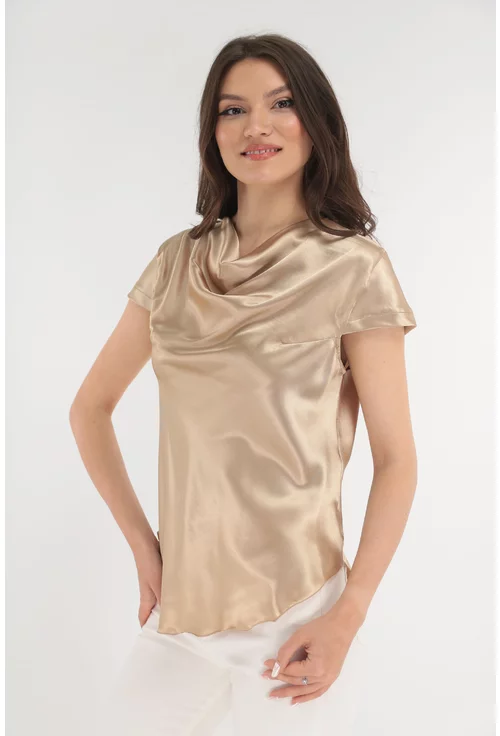 Bluza eleganta din satin auriu