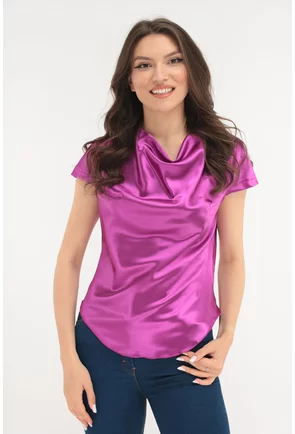 Bluza eleganta din satin magenta
