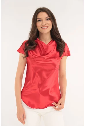Bluza eleganta din satin rosu
