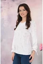 Bluza eleganta din vascoza alba cu print abstract argintiu