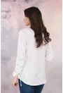 Bluza eleganta din vascoza alba cu print abstract argintiu