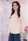 Bluza eleganta din vascoza crem cu print abstract argintiu
