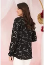 Bluza eleganta din vascoza neagra cu print abstract argintiu
