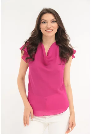 Bluza eleganta din voal ciclamen